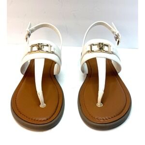 Tommy Hilfiger Women's Carree Cruman T-Strap Flat Sandals White Size 9M NWT/BOX